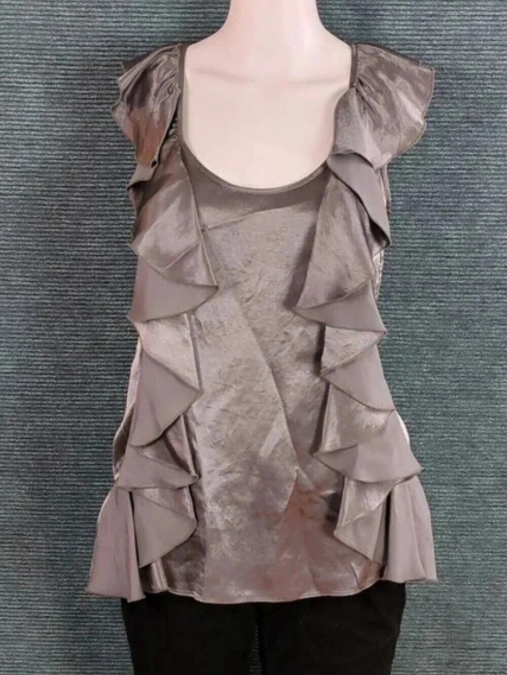 Banana Republic Silver Ruffled Tank Top
